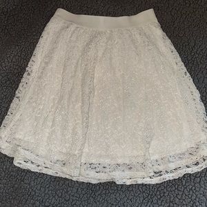 White lace short skirt